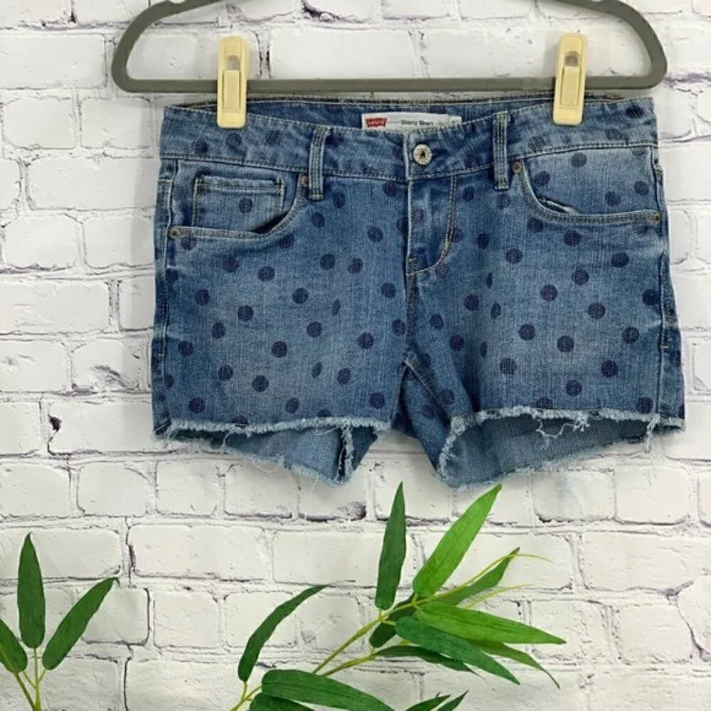 🎉Levi's Light Wash Denim Polkadot Shorty Shorts - Picture 6 of 6